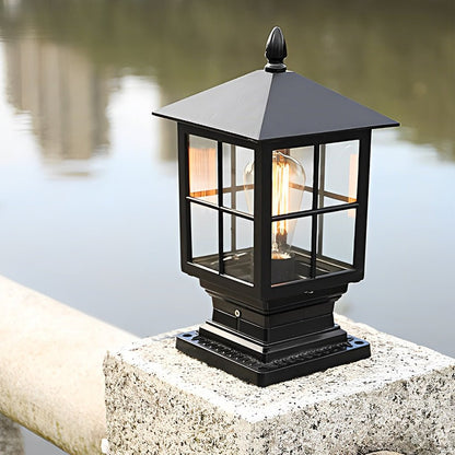 Outdoor Solar Black Metal Garden Post Light